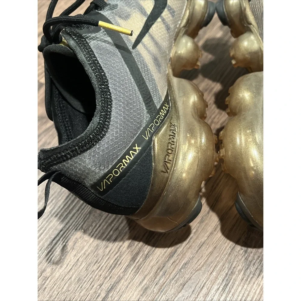 Nike Air VaporMax Black Gold Shoes Size 7Y AJ2616-006 Running Walking Shoes 2018